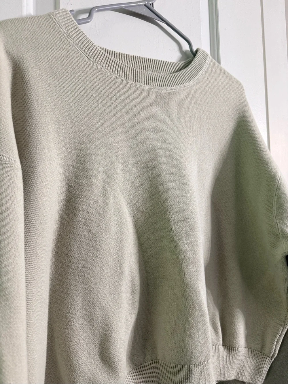 Aerie Light Mint Green Cotton Crewneck Sweatshirt Oversized Large